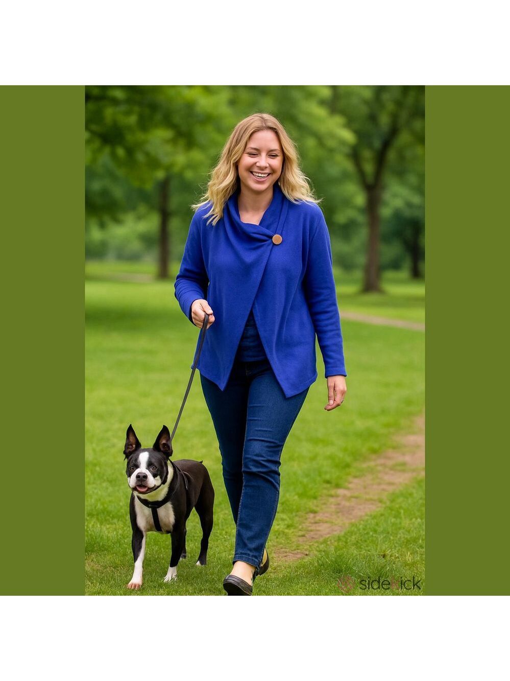 Bobeau Royal Blue Open Cardigan Draping Detail